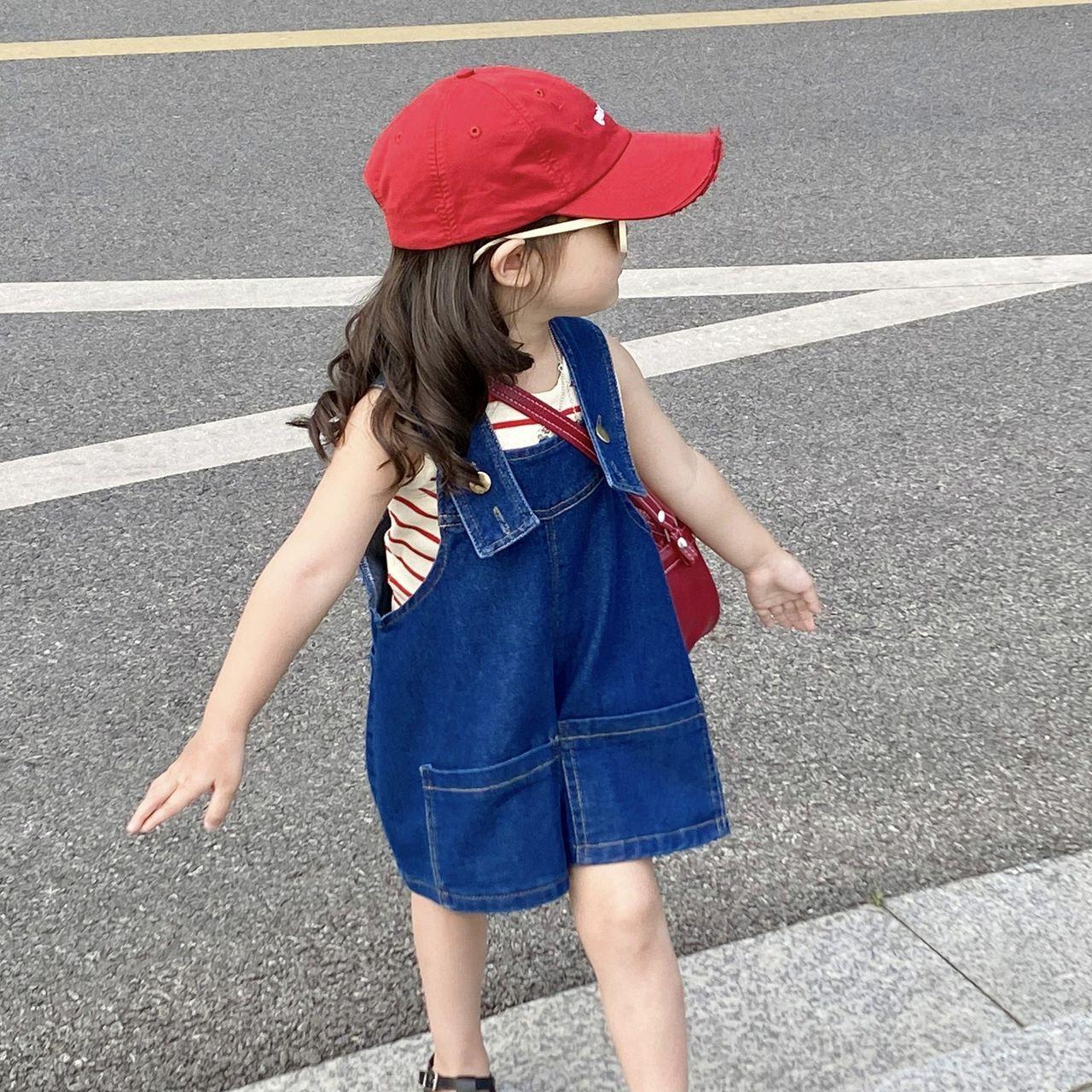 y425 - Baby Girl Denim Overalls Suit - Image 1