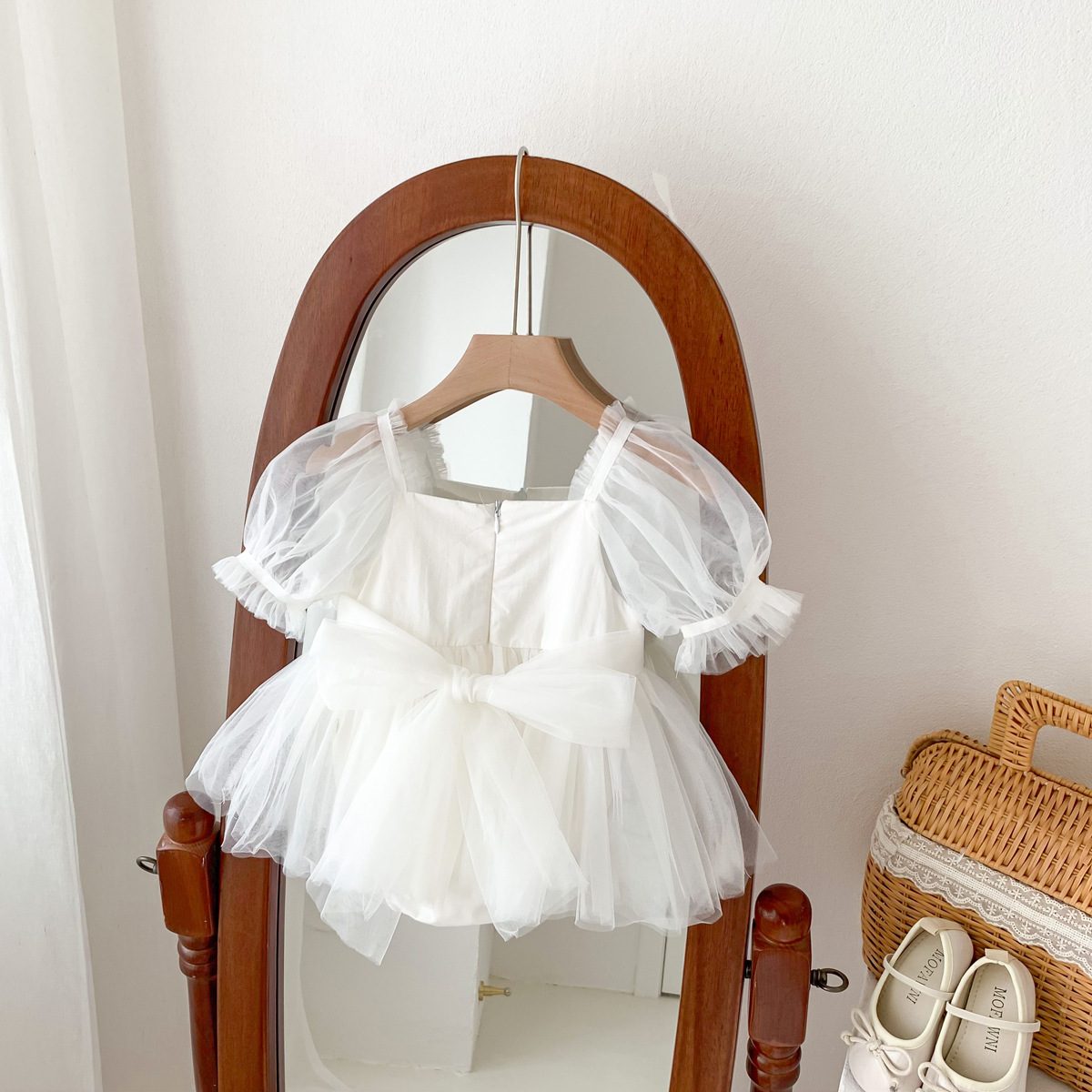 Y426 - Baby Girl Bow Mesh Princess Romper - 图片 3