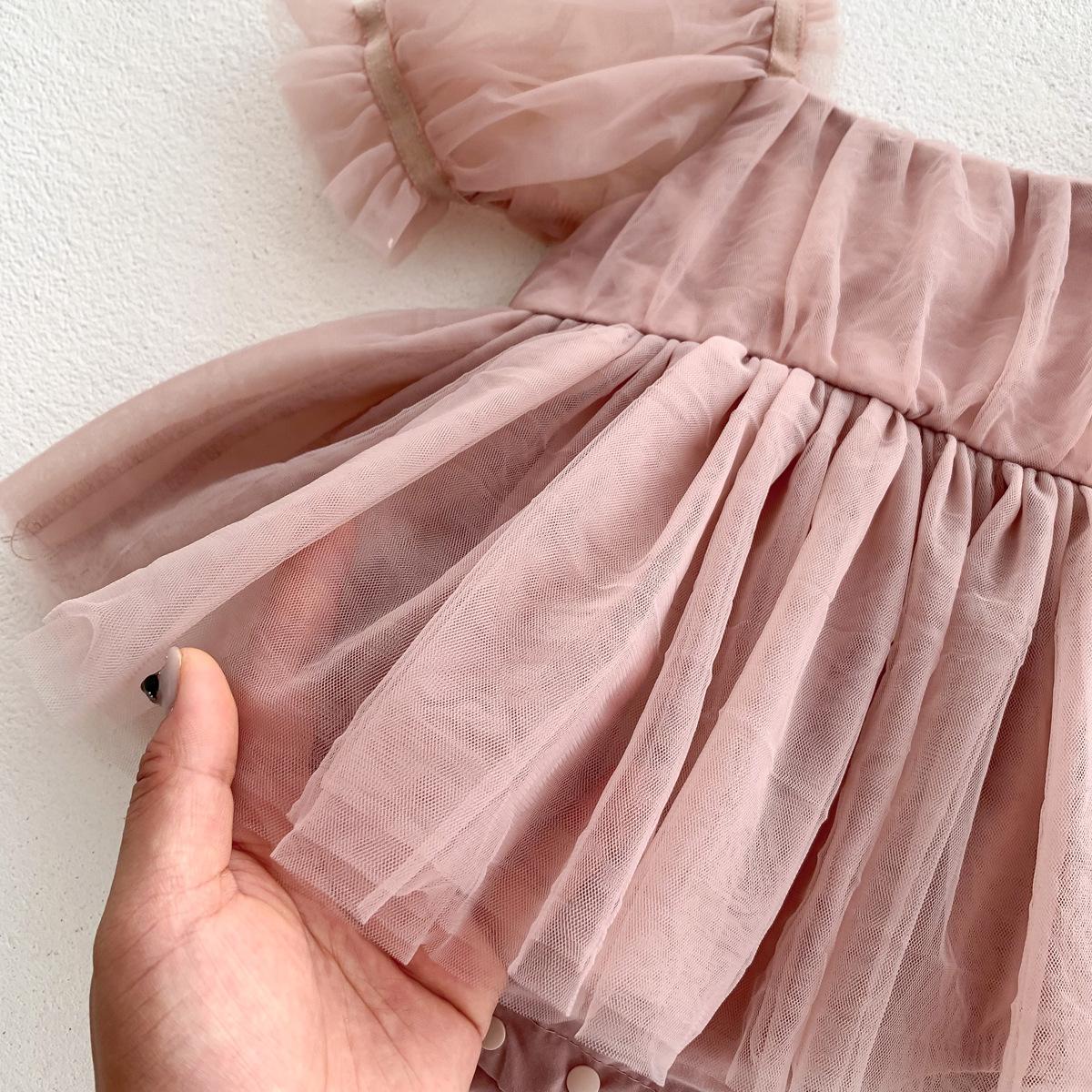 Y426 - Baby Girl Bow Mesh Princess Romper - 图片 6