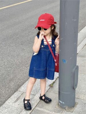 y425 - Baby Girl Denim Overalls Suit - 图片 2