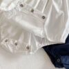 y020 - ins2023 summer style cool pure navy collar embroidered sleeveless romper baby girl jumpsuit jumpsuit for infants and young children - Image 10