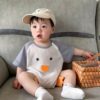 y442 - Boys Girls One Piece Cartoon Short Sleeve Jumpsuit Bodysuit - 图片 2