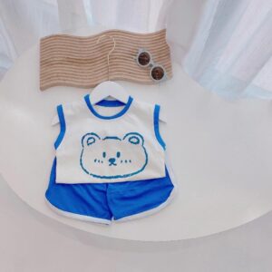 y447 - Sleeveless Cute Bear Carton Sets - 图片 3