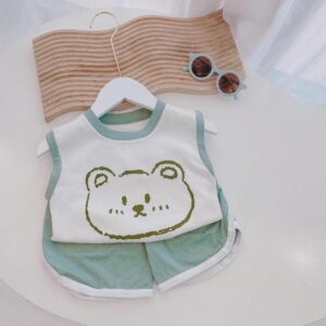 y447 - Sleeveless Cute Bear Carton Sets - 图片 4