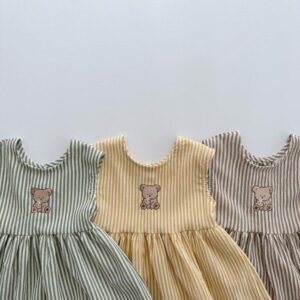 y453 - Baby Girl Striped Vest Dress - 图片 6