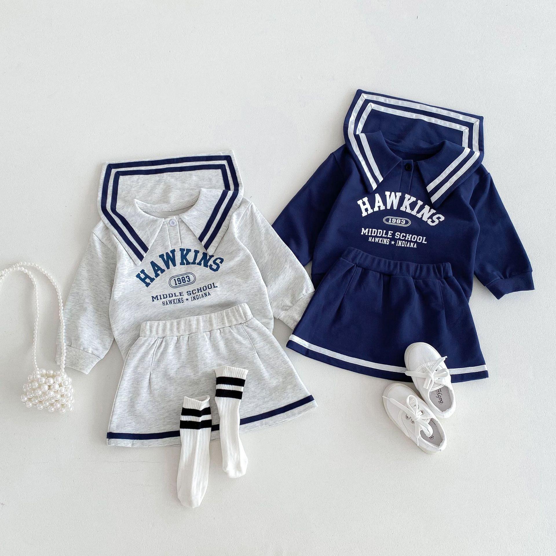 y454 - Baby Girl Navy Collar Set - Image 4