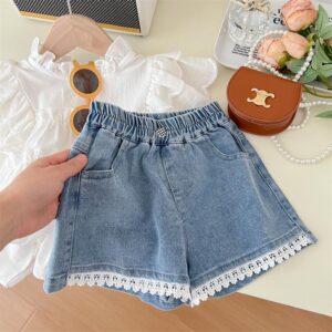 y443 - Denim Lace Shorts - Image 2