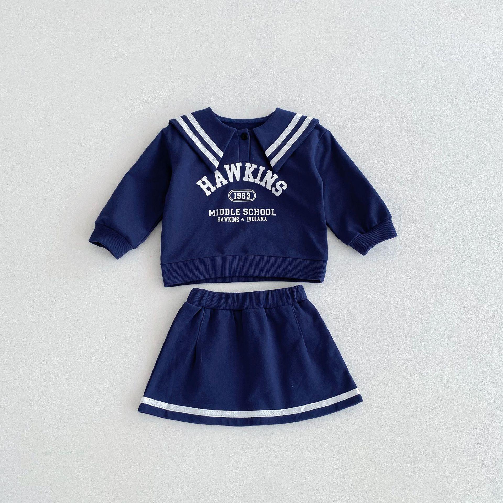 y454 - Baby Girl Navy Collar Set - Image 3