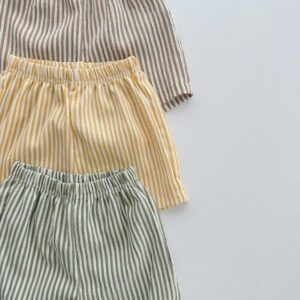 y452 - Striped Sleeveless Vest Shorts Set - 图片 7