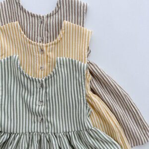 y453 - Baby Girl Striped Vest Dress - 图片 5