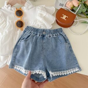 y443 - Denim Lace Shorts - Image 3