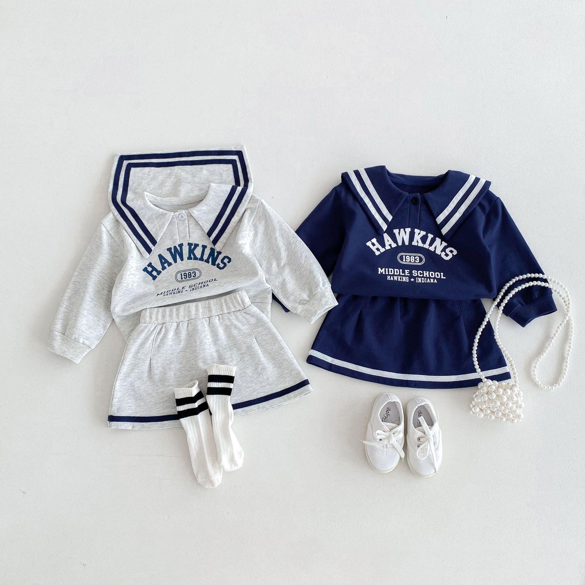 y454 - Baby Girl Navy Collar Set - Image 1