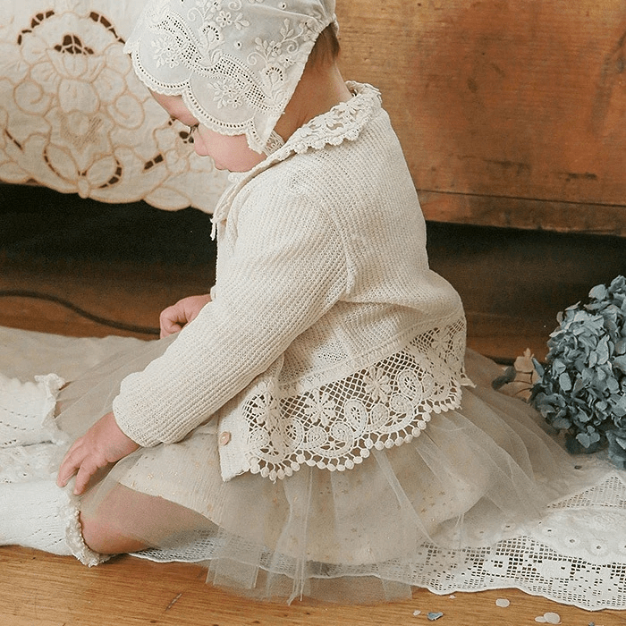 y445 - Baby Girl Long Sleeve Lace Jacket - Image 4
