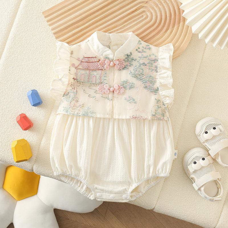 y461 - CNY Collections(Girls) _ Chinese Style Cheongsam Flying Sleeves Romper - Image 3