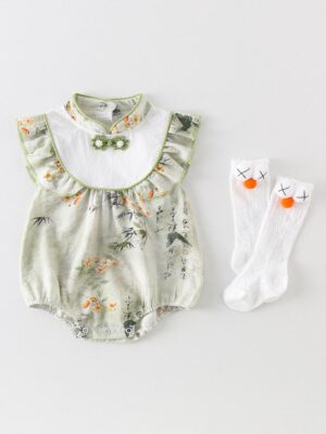 y464 - CNY Collections(Girls) _ Chinese Style Colour Ink Painting Romper - 图片 7