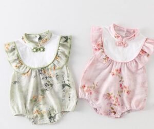 y464 - CNY Collections(Girls) _ Chinese Style Colour Ink Painting Romper - 图片 1