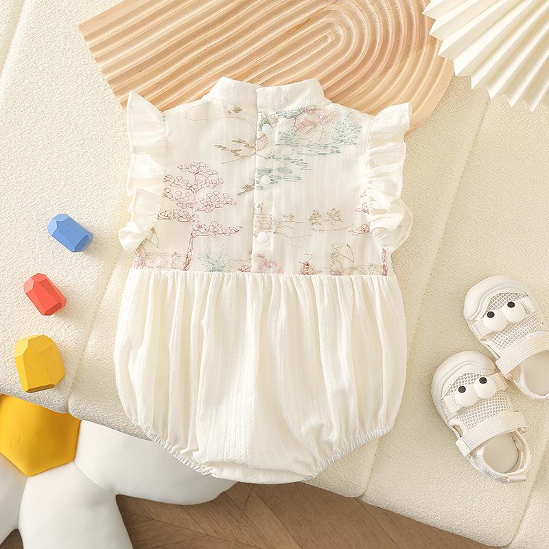 y461 - CNY Collections(Girls) _ Chinese Style Cheongsam Flying Sleeves Romper - Image 4