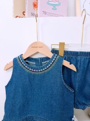 y716 - Denim Sleeveless Suit - 图片 3
