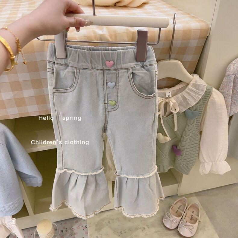 y490 - Light Blue Denim Flared Pants - Image 1