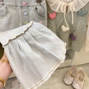 y490 - Light Blue Denim Flared Pants - 图片 3