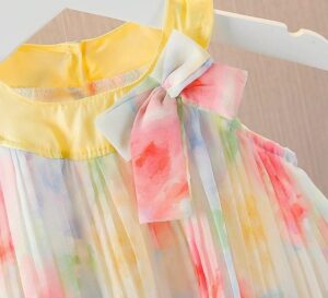 y514 - Colored Ink Ribbon Halter Neck Sleeveless Dress - 图片 4