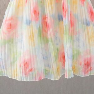 y514 - Colored Ink Ribbon Halter Neck Sleeveless Dress - 图片 5