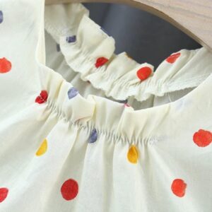 y517 - Baby Girl Colorful Polka Dots Sleeveless Dress With Hat - 图片 4