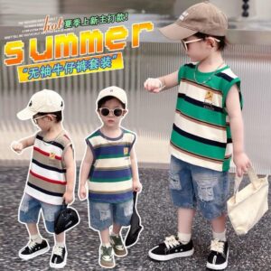 y526 - Striped Sleeveless Suit