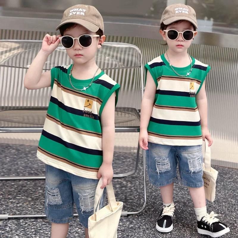 y526 - Striped Sleeveless Suit - 图片 5