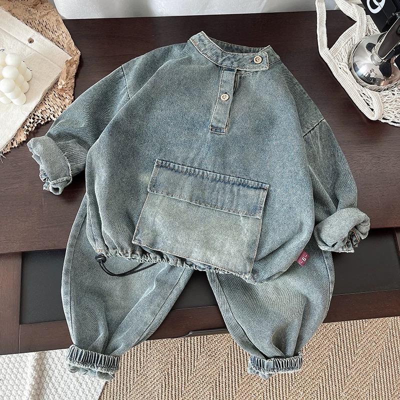 y640 - Long Sleeve Vintage Denim Suit - Image 6
