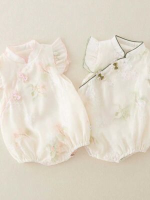 y687 - CNY Collections - Cute Little Flower Bow Romper - 图片 1