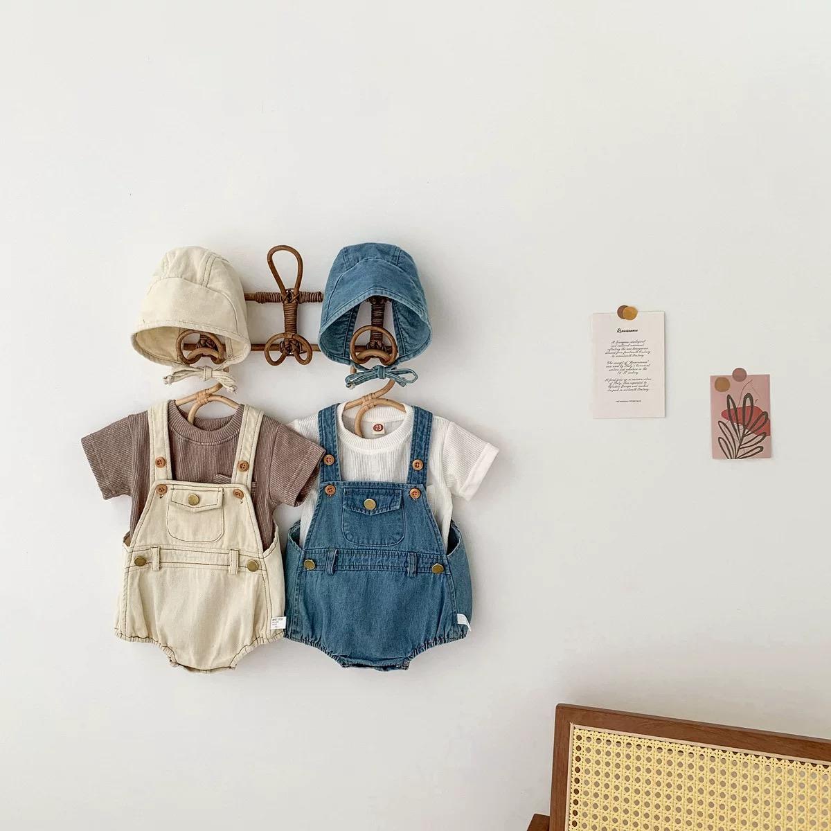 Y738 - Denim Leather Overalls - 图片 1