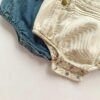 Y738 - Denim Leather Overalls - 图片 2