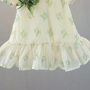 y516 - CNY Collections _ Chinese Style Cheongsam Double Ribbon Short Sleeves Flowers Dress - 图片 7