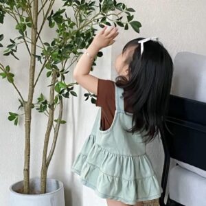 y718 - Korean Style Denim Suspender Skirt - 图片 3