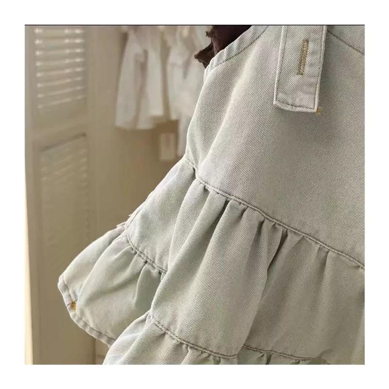 y718 - Korean Style Denim Suspender Skirt - Image 5