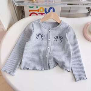 y720 - Embroidered Bow Long Sleeve Top - 图片 4
