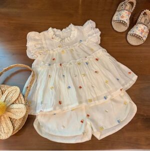 y722 - Puff Sleeve Floral Suit - 图片 2