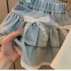 y724 - Denim Lace Bow Skirt - Image 2