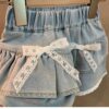 y724 - Denim Lace Bow Skirt - Image 3