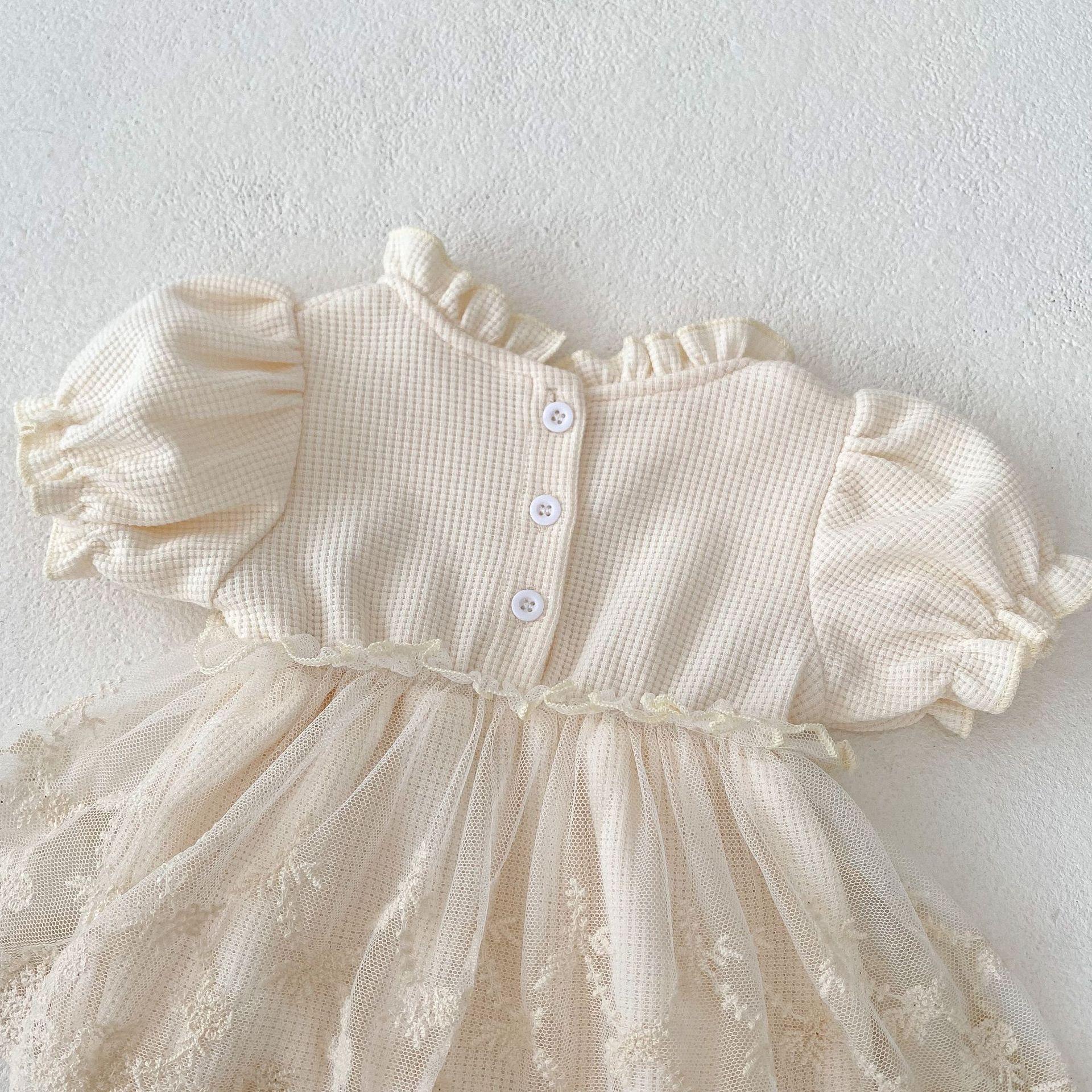 y733 - Waffle Lace Short-Sleeved Romper - Image 10