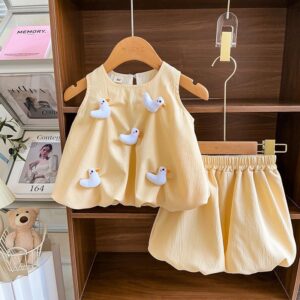y628 - Sister Outfit - Duck Vest Set And Sleeveless Dress - 图片 6