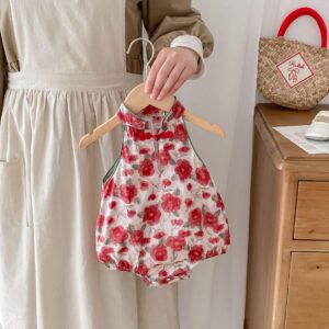 y494 - CNY Collections(Girls) _ Chinese Type Rose Romper - 图片 2