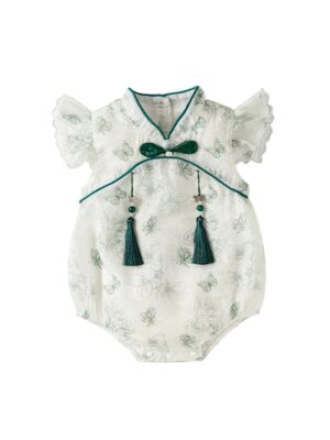 y702 - Chinese Style Flower & Butterfly Romper - 图片 6
