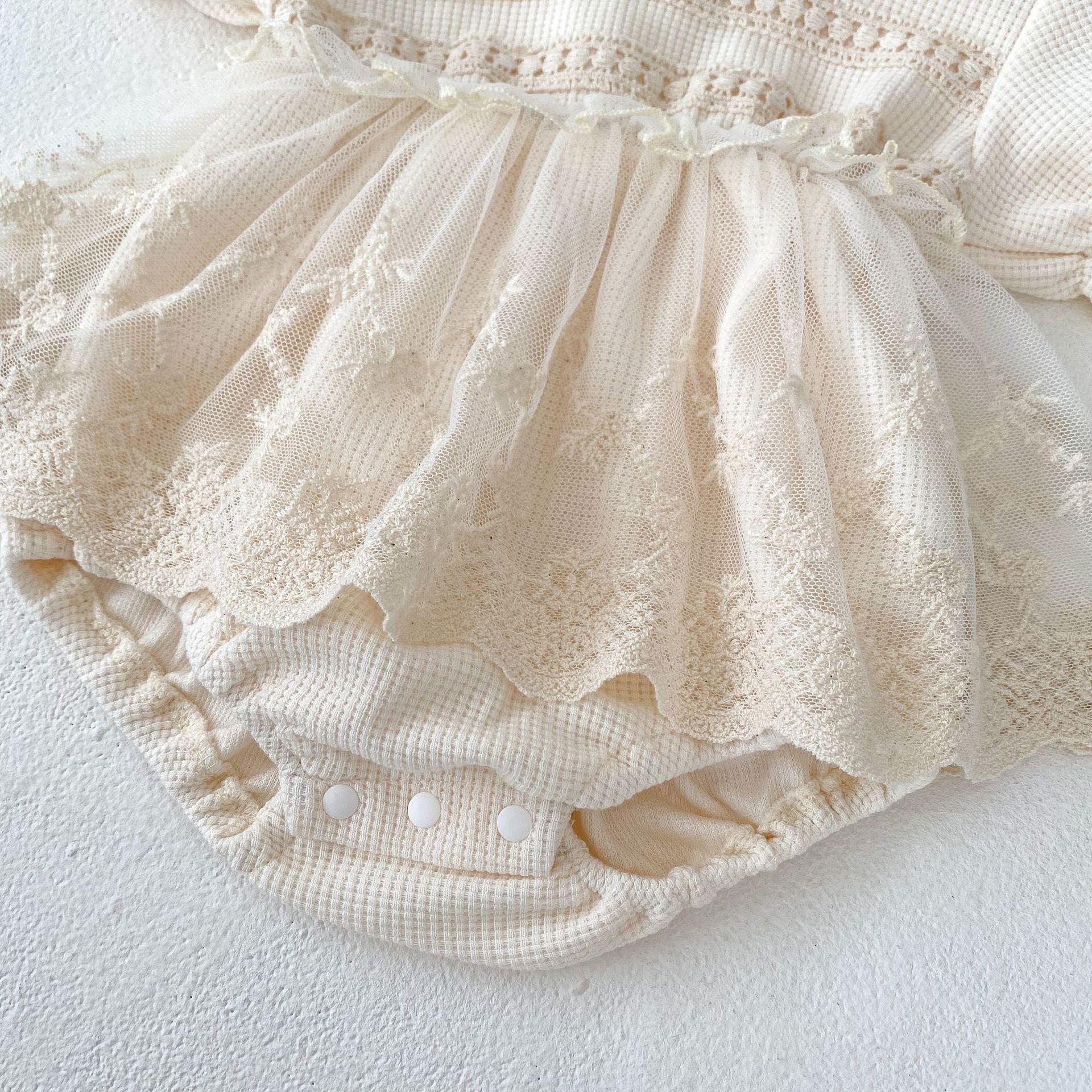 y733 - Waffle Lace Short-Sleeved Romper - Image 12