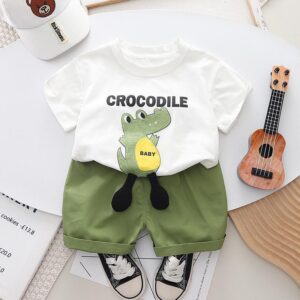 y609 - Summer Boy Crocodile Short Pant Set - Image 3