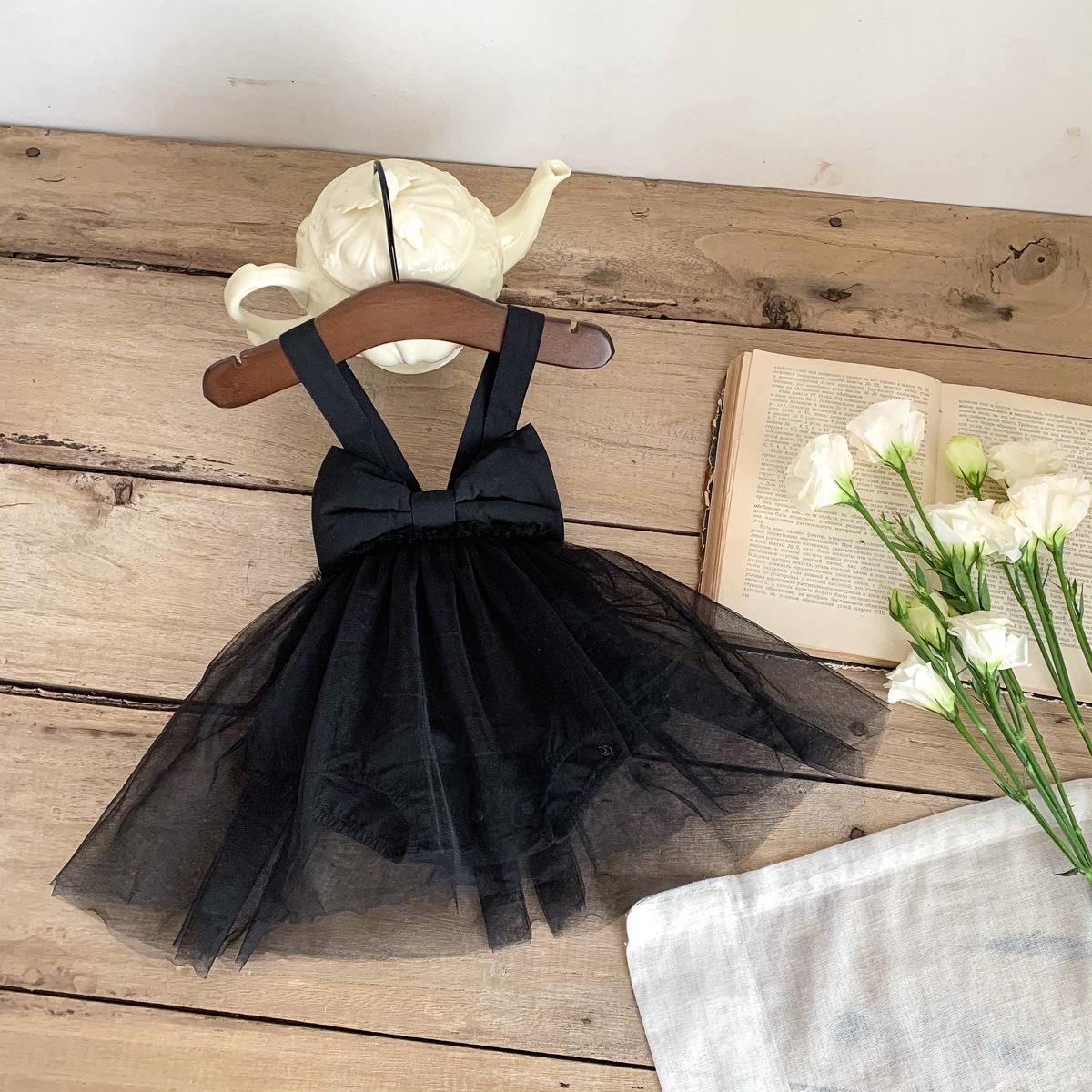 y719 - Big Bowknot Strap Romper Mesh Princess Dress - 图片 6