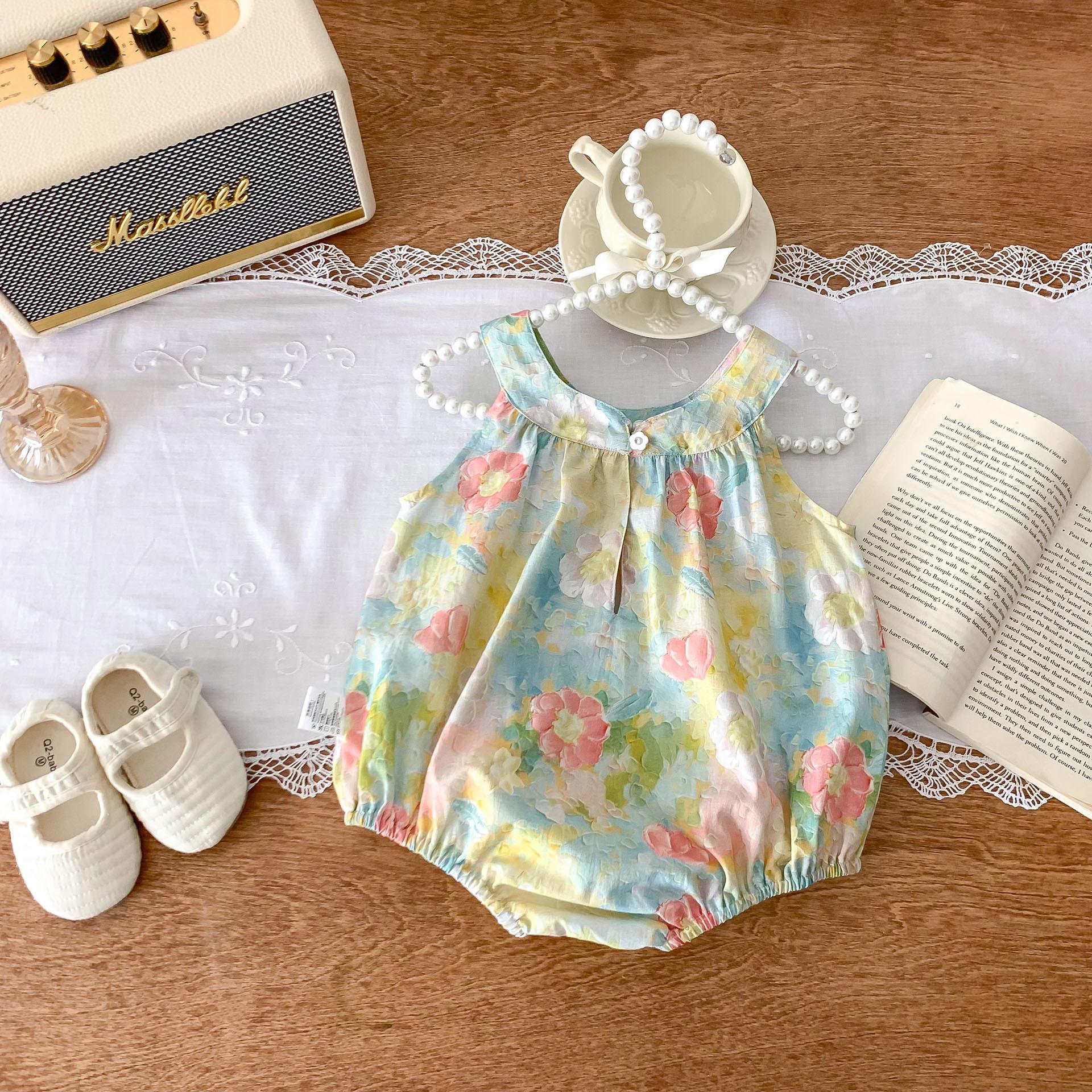 y485 - Colorful Flower Printing Romper & Dress - 图片 4