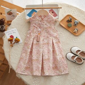 y543 - CNY Collections(Girls) _ Chinese Style Cheongsam Tassels Sleeveless Dress - 图片 3