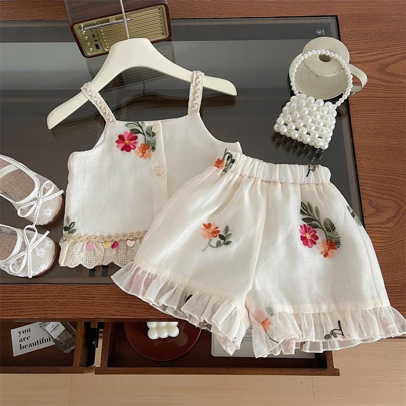 y715 - Embroidered Net Flower Suspender Set - Image 8